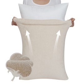 (100% Premium Natural Cotton, 3D Stretchable) Pillowcase, Toweling Fabric, Thick Pile, 16.9 x 24.8 inches (43 x 63 cm), All Seasons, Pillow Cover, Envelope Type, Fluffy, Breathable, Antibacterial,