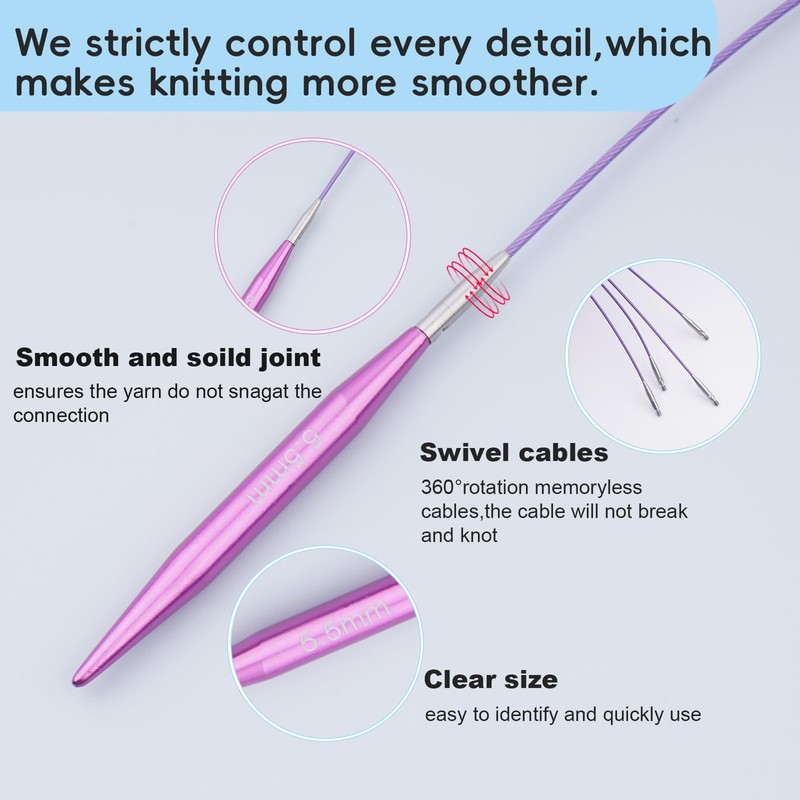 Hobekoee 2-Inch Short Interchangeable Circular Knitting Needles Set