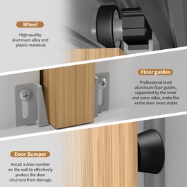 Pocket Door Hardware and Track Set, 48 Inch Sliding Door Aluminium Alloy Box Rail Hardware for Single Wooden Door,Silver