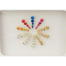 BB200 Multi Colour Gold Silver Stone Bindi Tattoo Tikka Bollywood Party Forehead Bindi Christmas