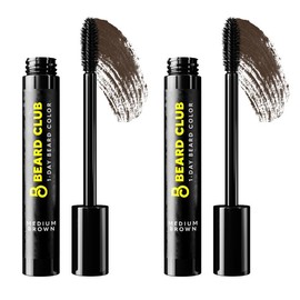 Beard Club One-Day Beard & Eyebrow Color - Available in Four Colors and Four Sizes - Temporary Color for Beard and Eyebrows, Covers Greys, Fills in Patches, and Enhances Volume - 30 Applications Per Tube:_2-Pack: Medium Brown