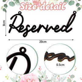 12 Pcs Reserved Signs for Wedding Chairs Hanging Wooden Reserved Sign Rustic Wedding Reserved Seating Sign with Rope Reserved Table Sign Wooden Tag Reserved Sign for Wedding Chair Restaurant (Black)