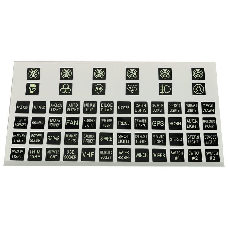 DGZZI Rocker Switch Label Decal 120PCS Night Glow Graphic Text