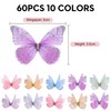 QIANSSE 60Pcs 10 Colors 3D Mesh Butterfly Appliques 5x3.5cm DIY