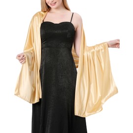 Atxnn Women's Scarf Silk Satin Stole Elegant Neckerchief for Evening Dress Wedding Bridal Party Soft Shoulder Scarf for Summer Spring, gold