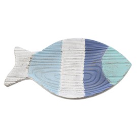 The Bridge Collection 9.5" Weathered Wood Striped Fish Tray - Fish Kitchen Items - Fish Holder for Beach, Cottage, or Coastal Decor