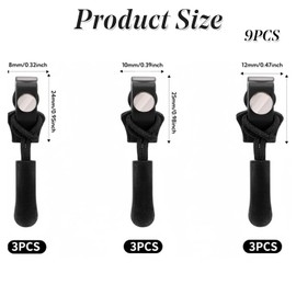 9 Pcs Black Fix Zip Puller Instant Zipper Puller Universal Instant Fix Zipper Repair Kit Zip Design Zippers Head Sewing Tools for Jacket Luggage Backpacks