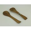 Hand Carved Wood and Bone Flat Handle Salad Server Set