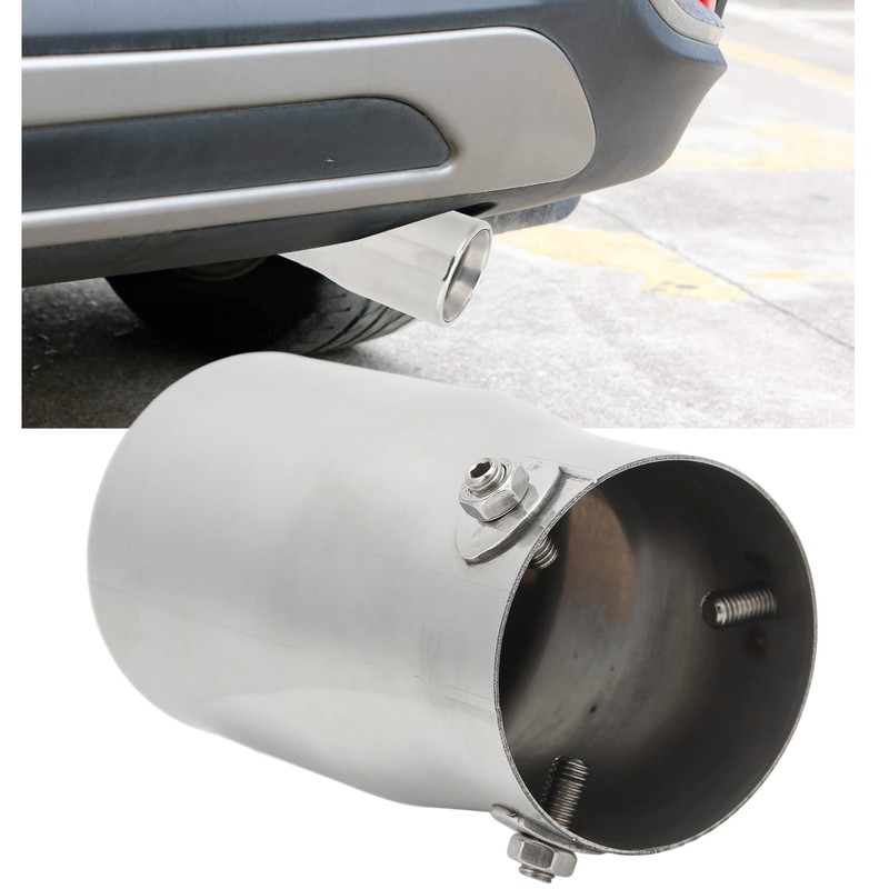 Exhaust Muffler 76mm/2.99in Mirror Polishing Stainless Steel Rear Muffler Exhaust
