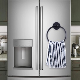 Magnetic Towel Rack Towel Ring Towel Hook Hanger for Refrigerator, Kitchen Stove, Oven, Dishwasher, Sink, Washing Machine, Black