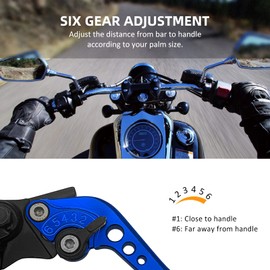 Upgrade Universal 7/8" 22mm Handlebar Brake Master Cylinder Clutch Lever Set Left & Right Motorcycle Levers Compatible with Yamaha Honda Kawasaki Suzuki Harley(Blue)