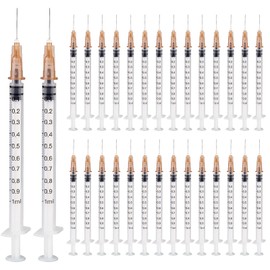 Pack of 50 Syringes 1 ml, Vegena 1 ml Syringes Set Plastic Tube Syringes Disposable Syringes Small Dosing Syringe Liquid Syringe Independent Seal Packaging Disposable Syringes (50)
