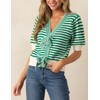 InterNos Womens Bow Front Short Sleeves Sweater Classic Striped V