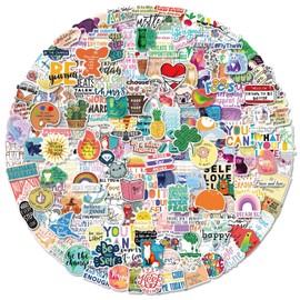 Inspirational Text Stickers, 200PCS Positive Inspirational Sticker Set for Girls Teenagers Adults, Waterproof Vinyl Cool English Stickers for Mugs Skateboards