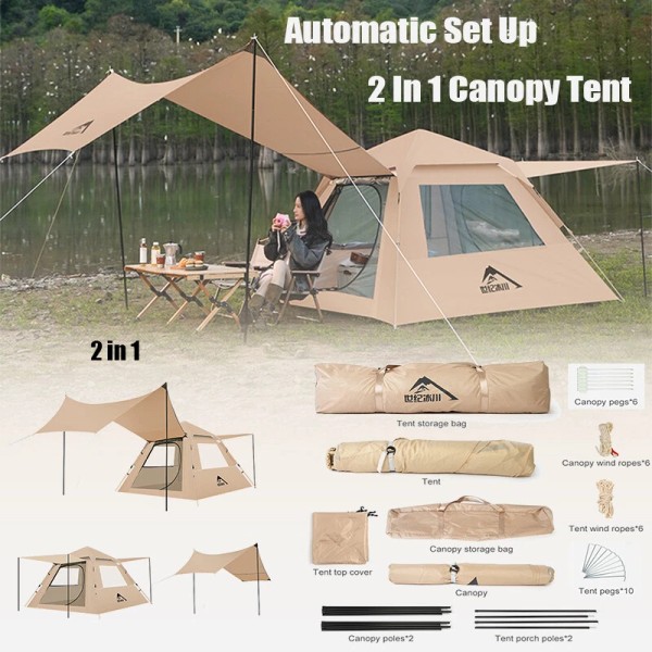2in1 Tent Canopy Automatic Pop Up Tent Waterproof Outdoor Camping