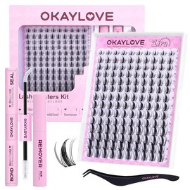 OKLOVE 래쉬 클러스터 스파이크, 리라 8-18mm DIY 속눈썹 연장 키트, 140개 CC 컬 클리어 밴드 개별 래쉬와 및 씰, 리무버, 핀셋 [Flora Luxe - Lash Kit] OKLOVE Lash Cluster Spike, Lira 8-18mm DIY Eyelash Extension Kit, 140 CC Curl Clear Band Individual Lashes and Seal, Remover, Tweezers [Flora Luxe 