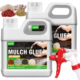 Mulch ＆ Rock Glue - 0.5 Gallon Mulch Adhesive Pea Gravel Binder for Landscaping, Landscape, Garden - Ready to Use Spray, Mulch Gravel Stabilizer Glue for Bonding Lockdown Rock, Bark, Sand, Pine Straw