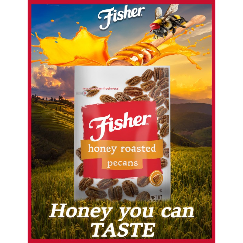 Fisher Snack Honey Roasted Pecans, 4.5 oz (Pack of 1),
