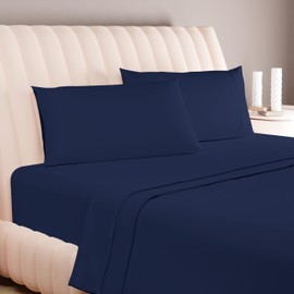 Carressa Linen Luxury Egyptian Cotton Sheets Twin XL Size - 600 Thread Count 3 PC Twin XL Sheets Deep Pockets, Soft, Cooling Extra Long Staple Sateen Weave College Dorm Bedding Twin XL - Navy Blue