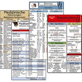 Stations Karten-Set - Laborwerte, Med. Abkürzungen, Medikamente - Haltbarkeit nach Anbruch, Reanimation