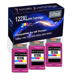 3-Pack (Tri-Color) Remanufactured Ink Cartridge (High Yield) Replacement for HP 122XL 122 XL use for HP Deskjet 1000 1050 2050 2050s 3000 3050A Printer