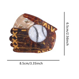 Novelty Baseball Glove Hair Clip,Funny Acetate Hair Clip,Big Claw Clips for Women,Brown