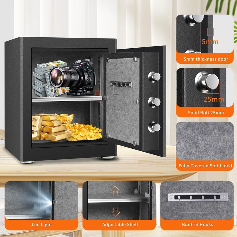 HSGCJS Biometric Fingerprint Safe Box with Digital Keypad, Security Safe