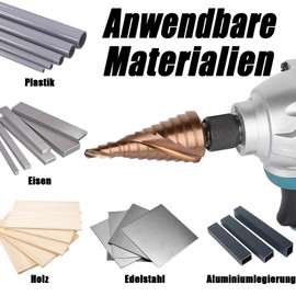 Vearter 5-27 mm Step Drill Metal, 12 Steps Taper Drill Metal Drill, HSS M35 Cobalt Hole Drill, Spiral Groove Hex Shank Drill Bit for Stainless Steel, Aluminium Sheet, Iron, Plastic, PVC, Wood