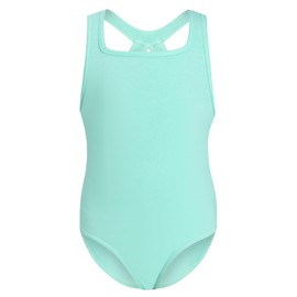 Phineein Girls Gymnastics Leotards Hollow Back Crisscross - Kids Sleeveless Ballet Dance Fancy Leotard (Mint Green,13-14Y)