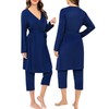 SWOMOG Maternity Nursing Robe Set 3 PCS Breastfeeding Pajamas Set
