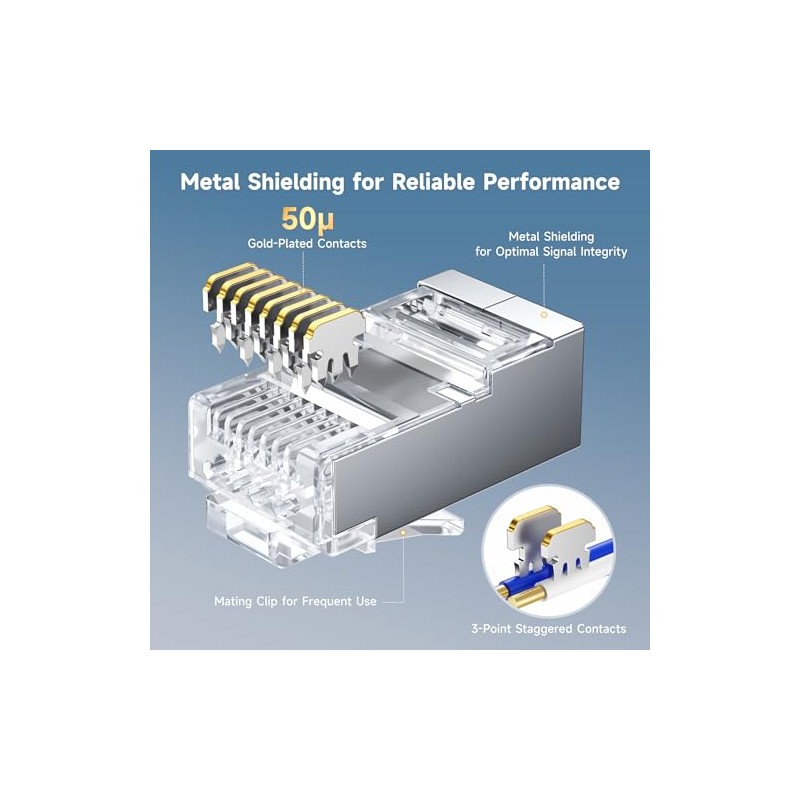 Cable Matters - Paquete de 100 conectores RJ45 blindados Cat