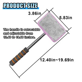 Car Windshield Cleaner Tool, Retractable Car Microfiber Pad with Extendable Handle, Portable Auto Water Wiper for Glass, Door, Window, Windshield Cleaning Tool Accessories for Vehicles, Home (Pink)