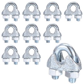 M METERXITY 10-Pack Cable Clamps, M5 Carbon Steel 5mm Wire Rope Clip Thimble U Bolt Saddle Fastener for Diameter Cable Rigging/Sailing/Clothesline, Wire Clamps