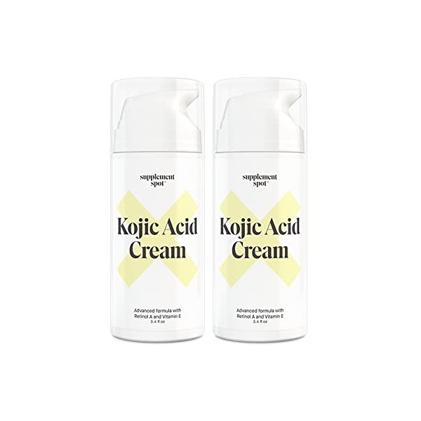Supplement Spot Kojic Acid Face Cream for Dark Spots, Retinol A & Vitamin E Dark Spot Treatment for Women - Anti-Aging & Even Skin Tone – Natural Kojic Acid Cream for Women, 3.4 Oz - 2 Pack