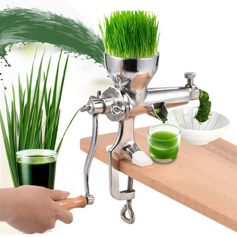 Stainless Steel Manual Wheatgrass Juicer, Hand Crank Fruit Vegetable Orange