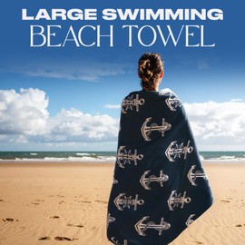 Dreamscene Beach Towel Flamingo Print, Soft Quick-Dry Lightweight Microfibre Large Beach Towel For Adults & Kids Swimming Towel Holiday Essentials, Sea Blue-71x152cm