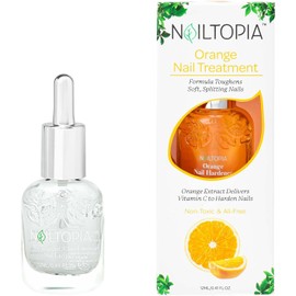 Nailtopia Orange Nail Treatment - Revitalizing Nail Strengthener Remedy for Stronger Nails - Growth Serum for Damaged, Thin, Cracked Nails - Vitamin Infused, Bio Sourced, and Vegan - 0.41 oz