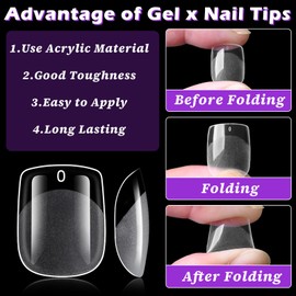 LoveOurHome 360pc Extra Short Square Nail Tips Clear Fake Nails XS Square Gel x Nail Tips Full Cover Acrylic Nails Clear Press on Nails Short False Nail 15 Sizes Fingernails for Gel Nail Extension