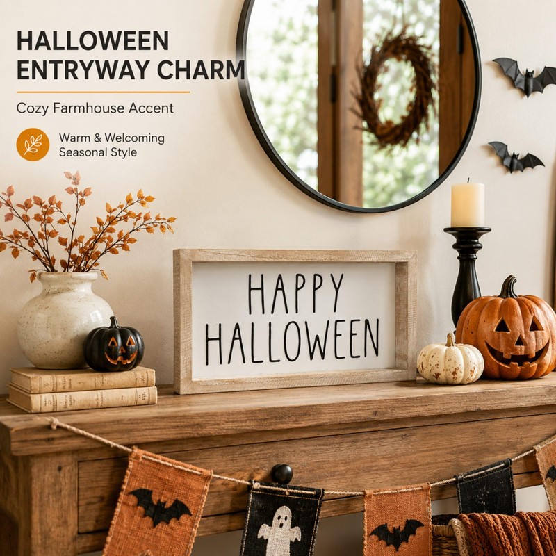pechpell 3D Metal Happy Halloween Sign Table Mantel Shelf Desk