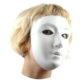 Be Creative 1 White Flocked Plastic Face Masks, Pack of 10, 1