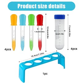 9 Pcs Pipettes for Children,Science Kits for Kids,Potion Making Kit Children,Plastic Test Tubes with Stand and Dropper Pipettes for Creative Science Experiments Kids Water Play Educational Toy