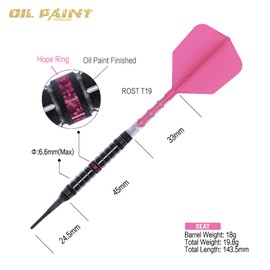 CUESOUL Seat 18g Soft Tip 90% Tungsten Dart Set with Oil Paint and Unifying Rust T19 Flight