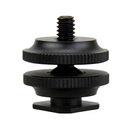 JJC Hot Shoe Mount Adapter with 1/4"-20 Stud for Zoom H4N H5 H6 Recorder, LED Light and Other Device with Female 1/4"-20 Tripod Screw to be Mounted on Standard Hot Shoe