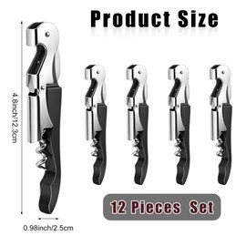 12 Pieces Professional Waiter Corkscrew Wine Openers,Black Wine Keys Opener Stainless Steel Hinges Serrated Foil Cutter for Restaurant Waiters, Sommelier, Bartenders (Black)