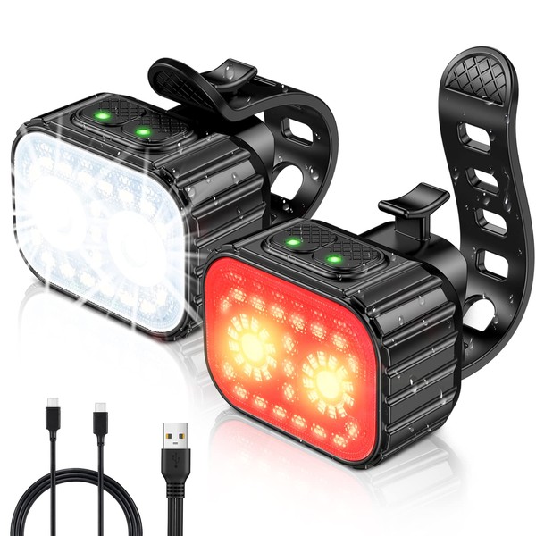 Bike Lights Front and Back, Super Bright Bicycle Light USB