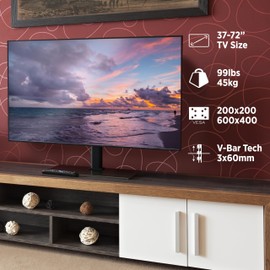 ProMounts Universal Swivel Table TOP TV Stand, Height-Adjustable Bracket for 37-72 Inch LED LCD OLED Plasma Flat and Curved TV Screens Holds Up to 99 lbs, Max VESA 600x400