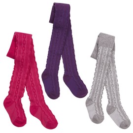 Tick Tock Baby Babies Girls Plain Tights Cotton Blend Cable Knit Elastane Multi