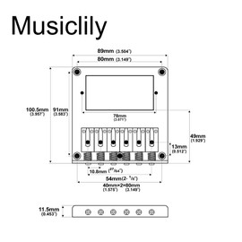 Musiclily Pro 54mm Tele Humbucker Bridge with 6 Stainless Steel Saddles for Telecaster Style Electric Guitar, Gold