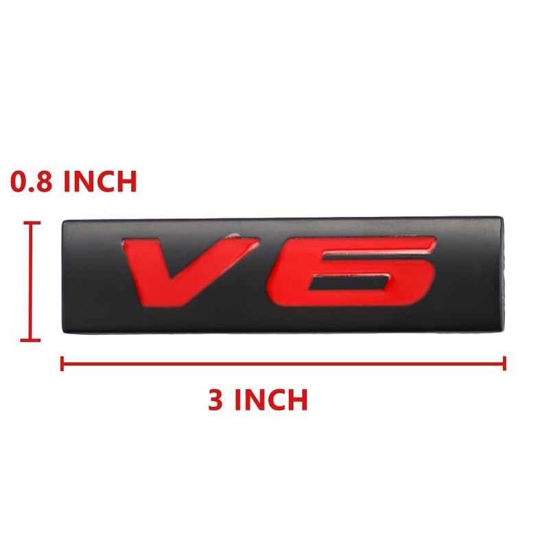 CARRUN 2 Pcs V6 Emblem 3D Metal Nameplate Badge Decal