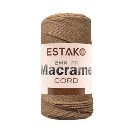 Estako 2 mm PP Polyester Macrame Cord 100% Polypropylene Perfect Supplies for DIY Crafts Wall Hanging, Plant Hangers, Knitting 7 Oz (200g) / 246 Yrds (225 m) (3032 - Camel)